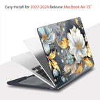 Teryeefi Compatible with M3 M4 MacBook Air 15 inch Case 2025 2024 2023 Release A3241 A3114 A2941, Hard Shell Cover & Keyboard Cover & Screen Protector & OTG Adapter - W-Modern Abstract Art