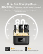 PQRQP Microphone for iPhone/iPad/Android, Mini Microphone with Noise Cancellation, 164ft Transmission, 80H Battery Life with Charging Case, Clip-On Wireless Microphones for YouTube, TikTok, Recording