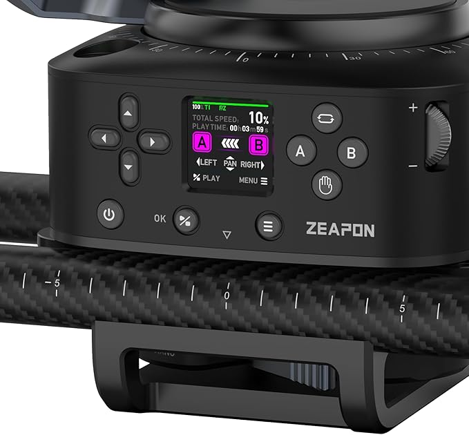 Zeapon AXIS 80 (2-axis) Multi-axis Motorized Camera Slider, 31''/80cm DSLR Dolly Carbon Fiber Electric Track, LCD Screen APP Control, Pan Head for 360° Panoramic Time-Lapse Follow Focus