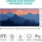 Japanese Mountain Landscape Gaming Mouse Pad Extended Large Mousepad with Nonslip Rubber Base Stitched Edges Laptop Computer Keyboard Desk Mat for Office Home and Game 31.5 X 11.8 Inch