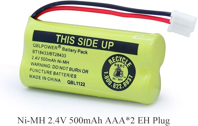 BT18433 BT28433 2.4v 500mAh Ni-Mh Phone Battery Rechargeable Compatible with AT&T Vtech BT-8300 BATT-6010 BT184342 BT284342 BT1011 BT1018 BT1022 BT1031 89-1326-00-00 CPH-515D(8 Pack)