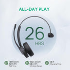 Yealink WH64 Mono Teams Wireless Headset, DECT & Bluetooth Dual-Mode 606 ft Range Headphones with 3X Mic, 26 Talk Time, Office Work Headset for Desk IP Phone, PC,Cell Phone