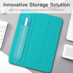 MoKo Pencil Holder Sticker Fit Apple Pencil Pro, Apple Pencil (USB-C), Apple Pencil 1st/2nd Generation, Elastic Pencil Pocket Pouch Adhesive Sleeve Attached to iPad Case for Stylus Pens, Cyan Blue