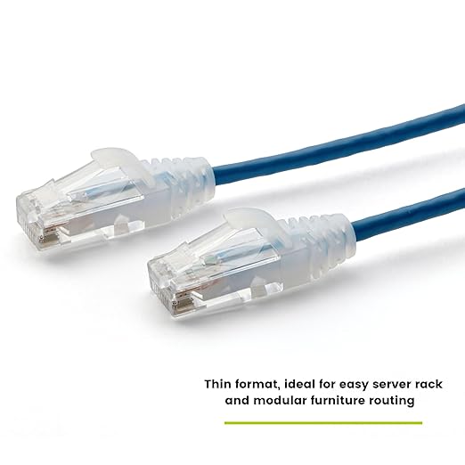 TRUECABLE Cat6 Component Rated Patch Cable, Unshielded (U/UTP), 25ft, Blue, 28AWG Solid Copper, Snagless 10G High-Speed Ethernet Cable, PoE++ 4PPoE 100W, UL Listed, RoHS-3, 1 Pack