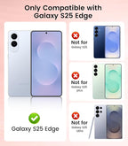 Slim Thin for Samsung Galaxy S25 Edge Case, Compatible with MagSafe, Built-in Camera Lens Protector, Shockproof Protective Phone Case, Soft Electroplated Clear Cover, Rose Gold