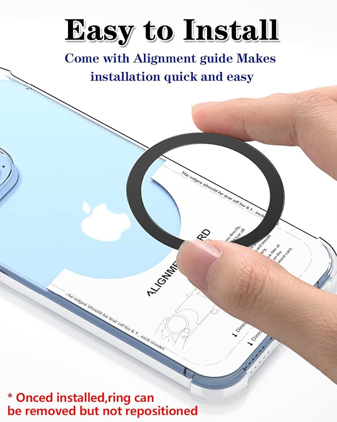 Metal Rings 10PCS,Ultra-Thin(0.4mm) for MagSafe Sticker,Magnetic Adapter,Phone Cases&Wireless Charger,Compatible with iPhone 16/15/14/13,Galaxy S24/S23/S22/Kindle (Black 10PCS)