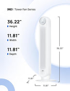 Dreo Tower Fan for Bedroom, 25ft/s Velocity Quiet Floor Fan, 90° Oscillating Fans for Indoors with 4 Speeds, 4 Modes, 8H Timer, Standing Fans, Bladeless Fan, White, Nomad One (DR-HTF007)