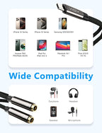 2 Pack VIOY USB C to Dual 3.5mm Female Headphone Splitter, Type C to Headphone Audio Jack Adapter 2 Way Compatible with iPhone 16/15 Plus Pro Max, iPad Air Pro, Galaxy S24/23 Ultra, Pixel 7/6 and More