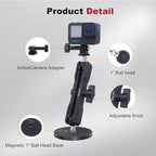 Magnetic Camera Mount for Action Camera, 12 Strong Magnet Base with 360 Rotation Ball Head- Quick Car Holder Attachment for DJl Action 5 Pro 4 Osm0 Pocket 3 GoPrO Max her0 13 12 lnsta36o X5 X4,JC030