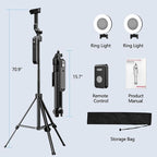 70.9" Auto Face Tracking Tripod 360° Rotation with Lights, Motion Sensor Phone Tripod Stand Selfie Stick with Remote, Face Body Gesture Control Phone Camera Holder for Vlog/Live Stream/Video Recording