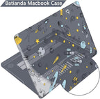 Batianda Premium Case for New MacBook Air 15 inch 2025 2024 2023 with M4 M3 M2 Chip, Designed Protective Plastic Black Hardshell & Keyboard Cover & Screen Protector, Hand Drawn Space