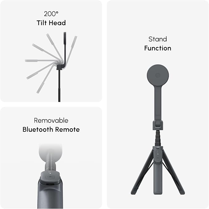ShiftCam SnapStand Selfie – Magnetic Selfie Stick & Tripod – Compact, Foldable & Extendable with Tilt Head and Magnetic Bluetooth Remote (Midnight, SnapStand Selfie)