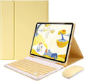 AnMengXinLing Lovely Keyboard Case for iPad 9th/8th/7th Generation with Mouse,Case for iPad 10.2 inch with Pencil Holder and Deatachable Keyboard Mouse, Yellow