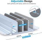 OMOTON [Updated Dock Version Vertical Laptop Stand, Double Desktop Stand Holder with Adjustable Dock (Up to 17.3 inch), Fits All MacBook/Surface/Samsung/HP/Dell/Chrome Book (Sky Blue)