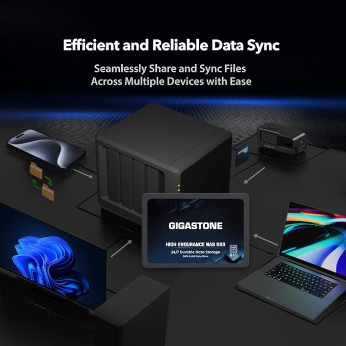 Gigastone 4TB NAS SSD Drive (24-Pack) 24/7 Durable High Endurance RAID Data Storage Network Attached Storage 2.5" SATA Internal Solid State Hard Drives