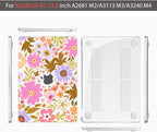 Teryeefi Compatible for MacBook Air 13.6 inch Case A3240 A3113 A2681 (2025 2024-2022 Release), Protective Plastic Hard Shell Cover for MacBook Air M2 M3 M4 13 inch, Pretty Floral A006