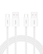 Belkin USB A to USB C Cable 2-Pack, 6.6ft, 15W - Type C Charger, iPhone Charger Cord, Soft, Braided, Flexible for iPhone 16 & 15, Galaxy S25, Pixel 9, iPad Pro, Airpods Pro, Switch & More - White