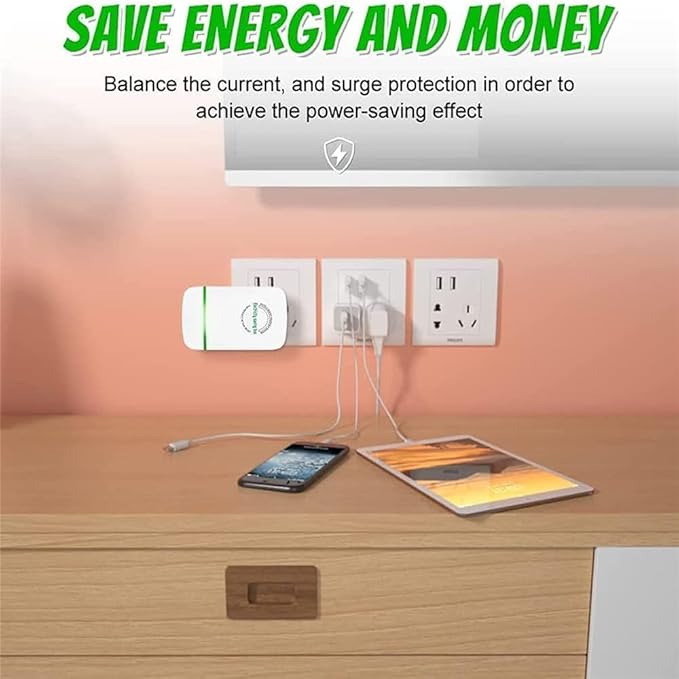 Elon-musk's Electricity Saving Box Stop Watt Stopwatt Energy Saving Device Save Energy Saving Device Energy Saving Power Strip for Home Office US Plug 90v-250v 30kw Rated Green (4PCS, White)