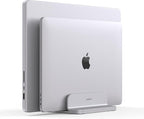 Double Aluminum Laptop Vertical Stand Organizer, Sturdy Notebook Computer Holder Stand Compatible with New Liquid Retina XDR Apple MacBook Air/Pro, Mac mini, Apple TV and iPad Pro - Silver