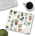 Mouse Pad, Cute House Plants Mouse Pads, Square Washable Cloth Personalized Mouse Mat with Design, Gaming Office Home Non-Slip Rubber Base Computer Mousepad