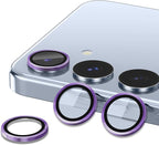 for Samsung Galaxy S25 Camera Lens Protector, Individual Metal Ring Tempered Glass Lens Cover, [Strong Adsorption] Scratch Resistant Ultra-Thin HD Clear Lens Cover, 1 Set-Purple
