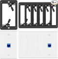 VCE 6-Pack Ethernet Wall Plate (UL-Listed), CAT6 RJ45 Wall Plate with Low Voltage Mounting Bracket 1 Gang, Blue