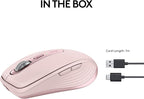 Logitech MX Anywhere 3S Compact Wireless Mouse, Fast Scrolling, 8K DPI Any-Surface Tracking, Quiet Clicks, Programmable Buttons, USB C, Bluetooth, Windows PC, Linux, Chrome, Mac - Rose