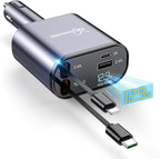 DreamBee Retractable Car Charger,66W 4 in 1 Super Fast Charge Car Phone Charger,Gifts for Men Women Car Truck Accessories for iPhone 15/14/13/12 Pro Max XR,iPad,Samsung,Pixel