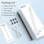 Pencil 2nd Generation for iPad 2018-2024 with Magnetic Wireless Charging Compatible with Apple iPad Pro 13”(M4)/12.9”/11”,iPad Air 6(M2)/5/4/3,iPad mini 7(A17 Pro)/6/5,iPad10/9/8/7/6 Black