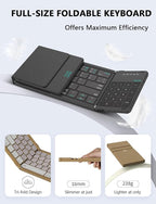 Nillkin Foldable Keyboard with Touchpad, Bluetooth Keyboard with Number Pad, Full Size Keys, Large Trackpad Small Travel Portable Keyboards for iPad Laptop PC Tablets -Khaki