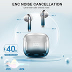 Wireless Earbuds, Bluetooth Headphones 48H Playtime Ear Buds with LED Power Display, IPX7 Waterproof Bluetooth 5.4 Earphones in-Ear Earbuds with 4 Mic for Android iOS Cell Phone Laptop, Blue