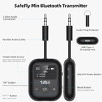 Airplane Bluetooth 5.3 Transmitter for All Headphones - Bluetooth Adapter for TV - Dual Connection - aptX Low Latency - Flying Travel,Long Flight Essentials - Wireless Audio Aux for MP3,Game,PC-Black