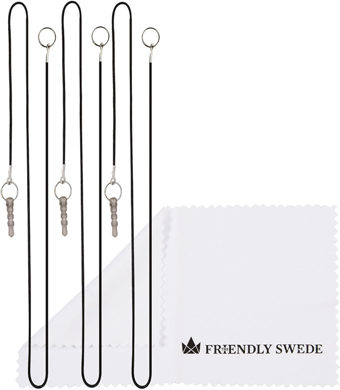 The Friendly Swede Stylus Pen for Touchscreen — 3-Pack 5.5" High Precision Stylus Pen with Replaceable Thin Tips, Elastic Lanyards & Screen Cleaning Cloth - Aqua Blue/Dark Blue/Purple