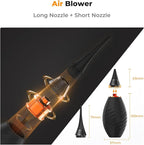 K&F CONCEPT 10-in-1 Camera Lens Cleaning Kit for DSLR Camera Lens Filter Cell Phones with Advanced Silicone Air Blower*1+Short Nozzle*1+Long Nozzle*1+Cleaning Cloth*6+Cleaning Pen*1+15ML Cleaner*1