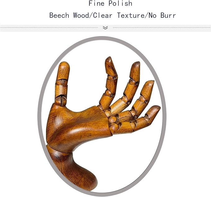 Wooden Hand,Wooden Mannequin,Antique Finish Wood Hand,Hand Model for Drawing,Male Hand of Left with Antique Finish.