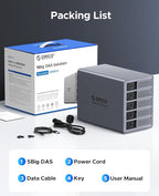 ORICO 5 Bay DAS Hard Drive Enclosure USB 3.0 for SATA 3.5 inch SSDs HDDs Bracket-Free External Hard Drive Bay Max up to 110TB ( Alluminum Alloy) -9858U3