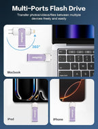 Gulloe 512GB Flash Drive Intended for iPhone, Memory Stick Storage for Photos and Videos Backup, Compatible with iPhone iPad Android PC, Plug and Play, No Application Required (Purple)