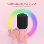 FEELWORLD PM1 XLR USB Dynamic Microphone Gifts for Podcast Recording PC Computer Gaming Live Streaming Vocal Voice-Over, Studio Metal Mic with RGB Light, Mute Button, Headphones Jack (Pink)