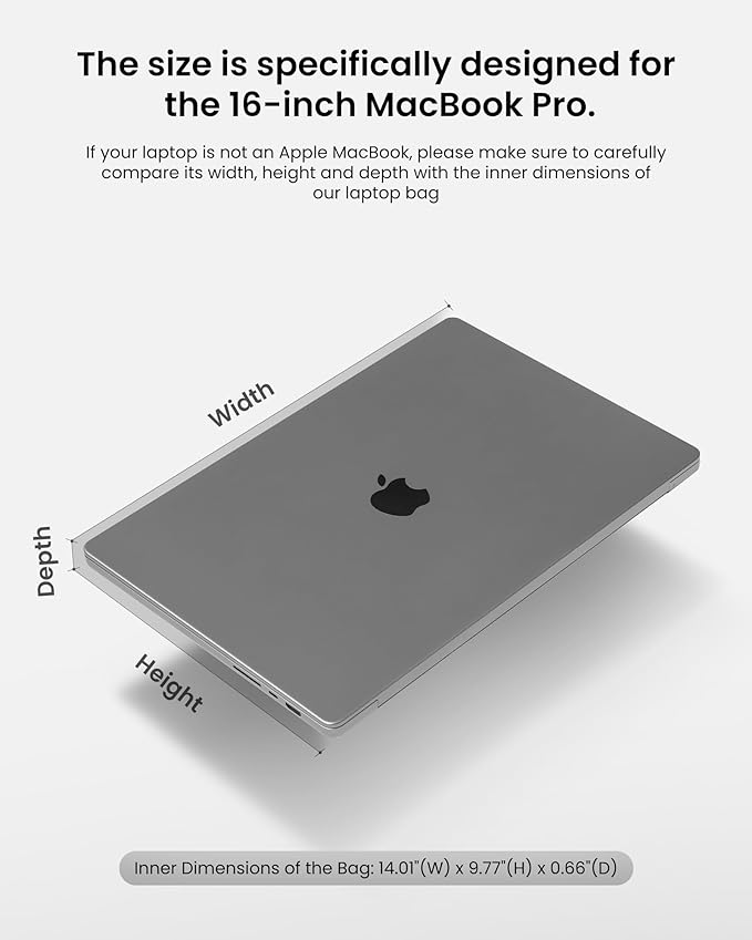tomtoc 360 Protective Laptop Case for 16-inch MacBook Pro M4/M3/M2/M1 2024-2019, Water-Resistant Laptop Sleeve Bag for Dell XPS 16 Plus, The New Razer Blade 16