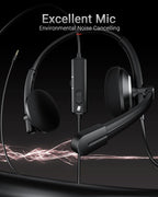 Wired Headset with Microphone for PC Laptop - 3.5mm Jack On Ear Headphones with Noise Cancelling Microphone for Boom Skype Webinars, in-line Control,Comfortable
