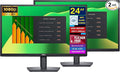 Dell 24" FHD VA (1920x1080) 60Hz Flicker Free Monitor, Anti-Glare Display, 1 x DisplayPort, 1 x VGA, VESA Mount (100x100mm), Ideal for Home & Business, Black Color (2025 Latest Model) (2 Pack)