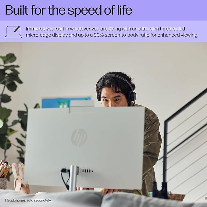 HP 27 Ultra 7 Business All-in-One Desktop, 27" FHD, Intel 12 Cores Ultra 7 155U (Beats Intel i7-1355U), 64GB DDR5 RAM, 1TB SSD, Wireless KB & Mouse, Wi-Fi 6, Windows 11 Pro