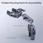 SMALLRIG Double Clamp Mount, Umbrella Clamp, Super Clamp Arm, for Chair, Pole, Tripod, C Stand, Handlebar, All Metal Max Load Capacity 3.5kg