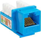 Cmple - 10 Pack Cat6 Keystone Jack Insert Punch Down RJ45 Connectors RJ45 Keystone Jack 90 Degree Female for Wall Plates, Patch Panels, Patch Cables, Ethernet Cables - Blue
