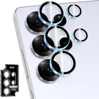 for Samsung Galaxy S25 Ultra Camera Lens Protector, Individual Metal Ring Tempered Glass Lens Cover, [Strong Adsorption] Scratch Resistant Ultra-Thin HD Clear Lens Cover, 1 Set-Blue Ring