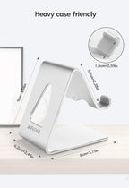 Cell Phone Stand for Desk, Desktop Phone Holder, Aluminum Mobile Phone Stand for iPhone 15 14 13 12 pro Mini 11 X Xr Xs max 8 7 6 6s Plus Samsung Galaxy S21 Ultra All Smart Phones,Silver