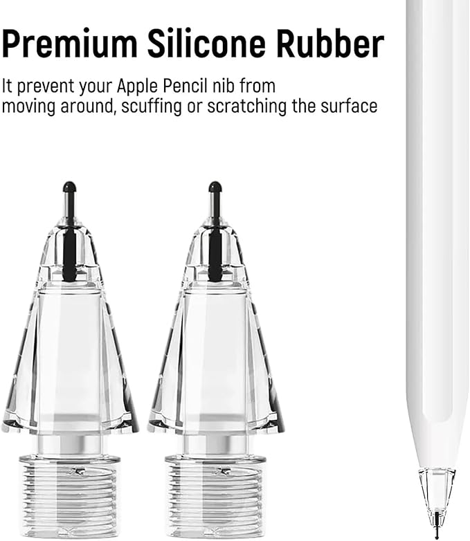Replacement Tips for Apple Pencil, Upgraded Mix iPencil Tip for iPad Pro/USB-C / 1st Gen / 2nd Generation, Needle Pencil Tips with Case - Clear 4 Pack