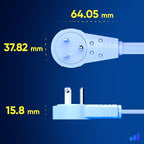 Maximm Cable 20 Ft 360° Rotating Flat Plug Extension Cord, 16/3 AWG Multi 3 Outlet 3-Prong Grounded Wire- White - UL Certified