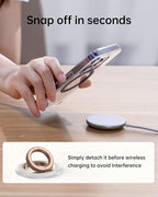 SYNCWIRE Magnetic Phone Ring Holder for MagSafe, 360° Rotation Dual Sided Magnet Grip Cell Phone Ring Stand Finger Kickstand Compatible with iPhone 16 15 14 13 12 Pro Max fits MagSafe - Pearl Gold