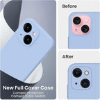 FireNova Designed for iPhone 15 Plus Case, Silicone [Camera Protection] Case with [2 Screen Protectors], Soft Anti-Scratch Microfiber Lining Inside, 6.7 inch, Light Blue